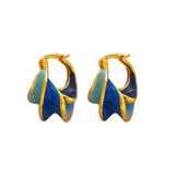 Vintage Blue Oil Dripping Spiral Shape Earrings