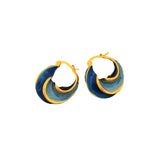 Vintage Blue Oil Dripping Spiral Shape Earrings